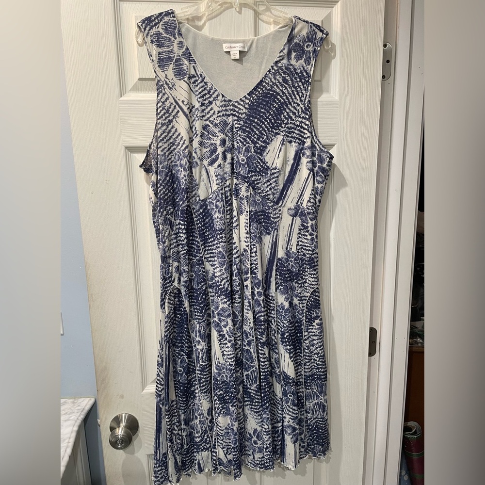 Coldwater Creek Light Gray and Navy sleeveless Dress size 22